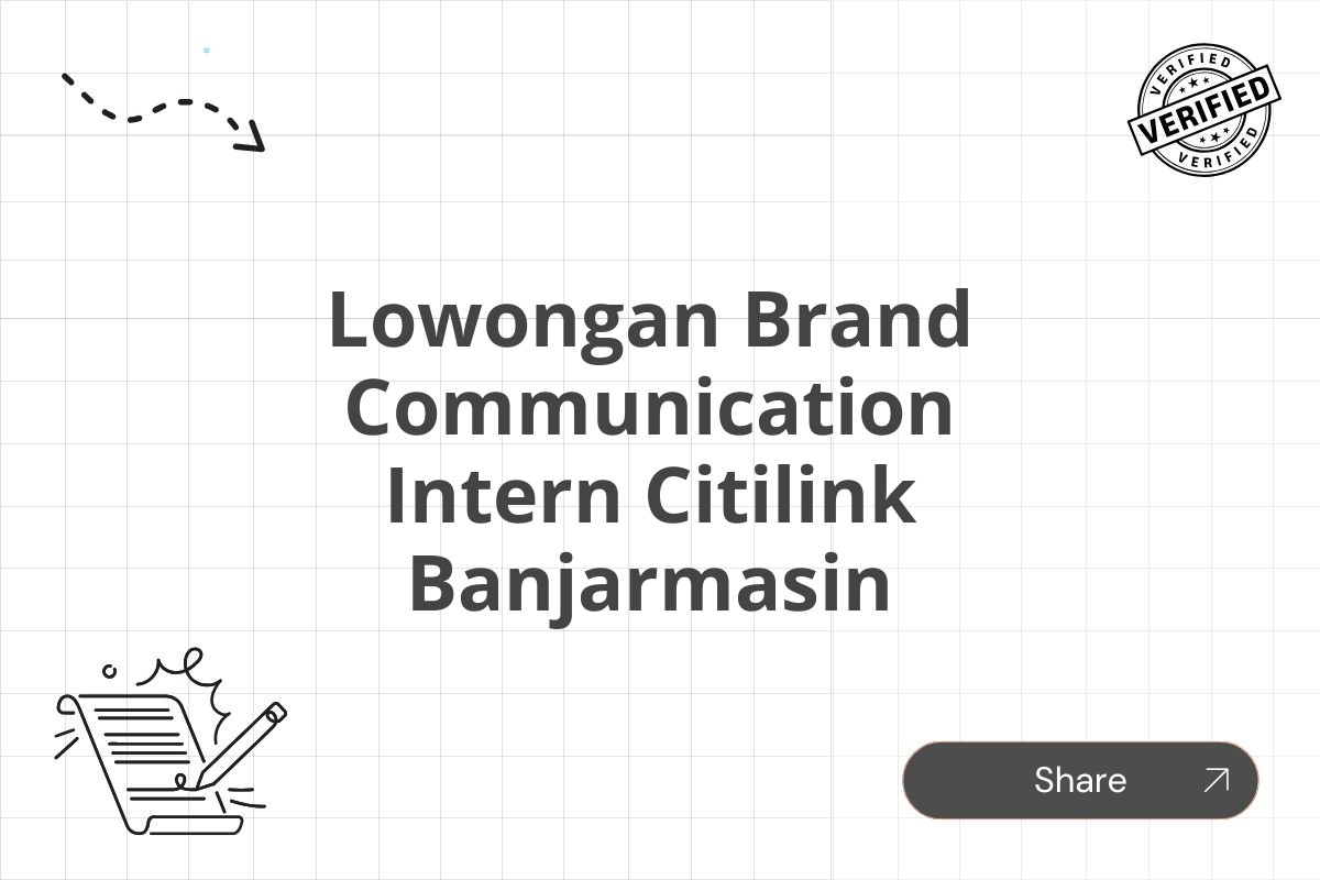 Lowongan Brand Communication Intern Citilink Banjarmasin Tahun 2025 (Lamar Sekarang)