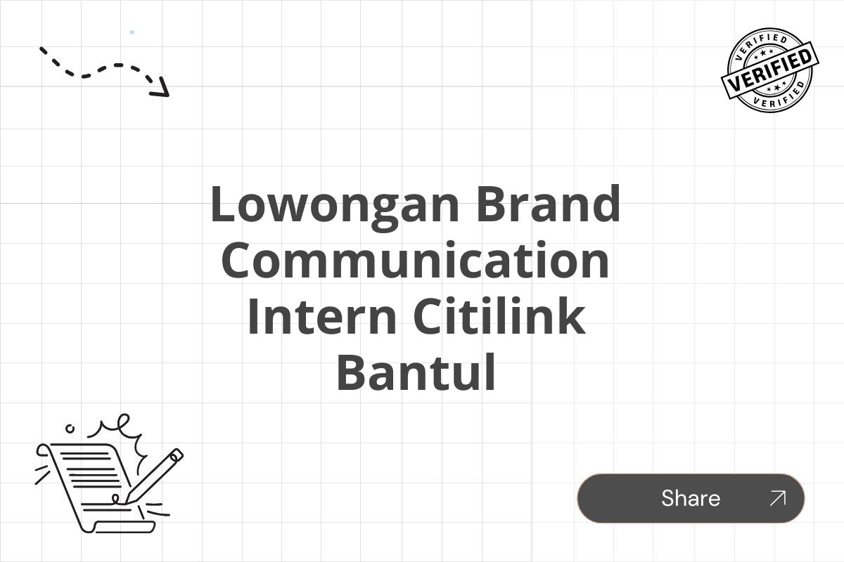 Lowongan Brand Communication Intern Citilink Bantul Tahun 2025