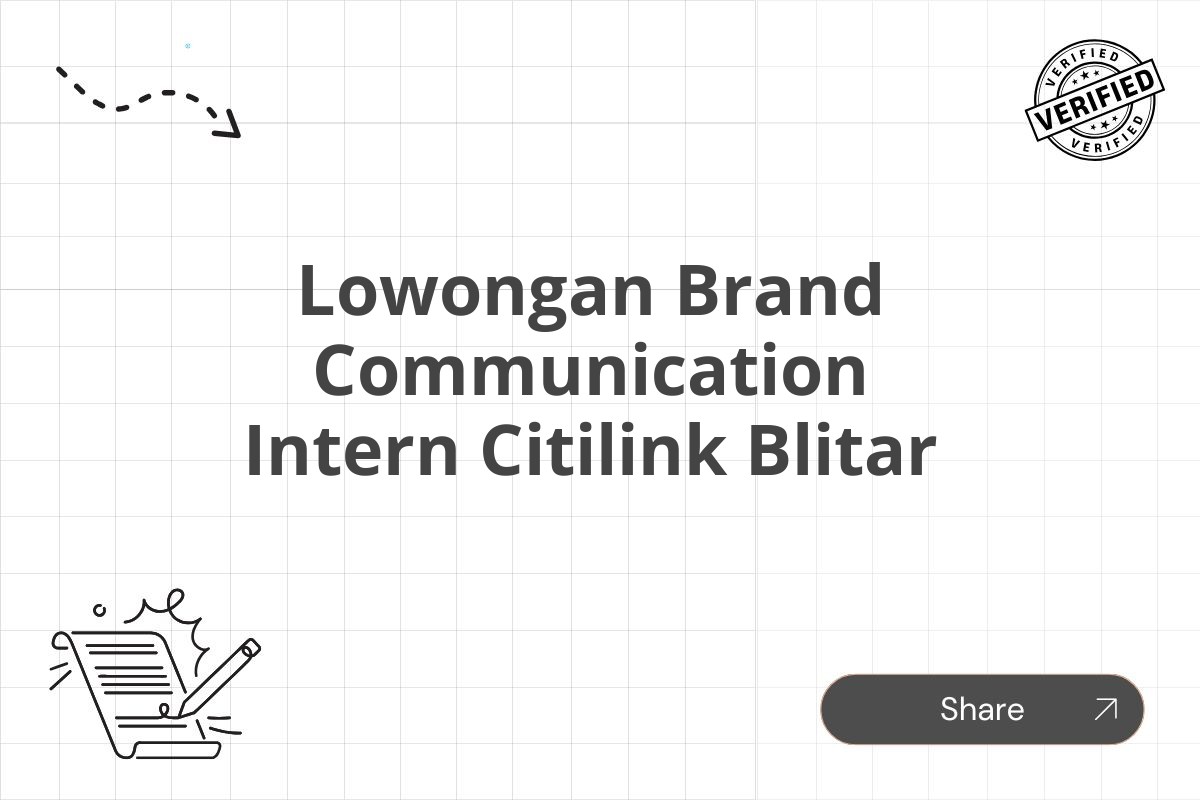 Lowongan Brand Communication Intern Citilink Blitar Tahun 2025 (Lamar Sekarang)