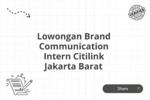 Lowongan Brand Communication Intern Citilink Jakarta Barat Tahun 2025