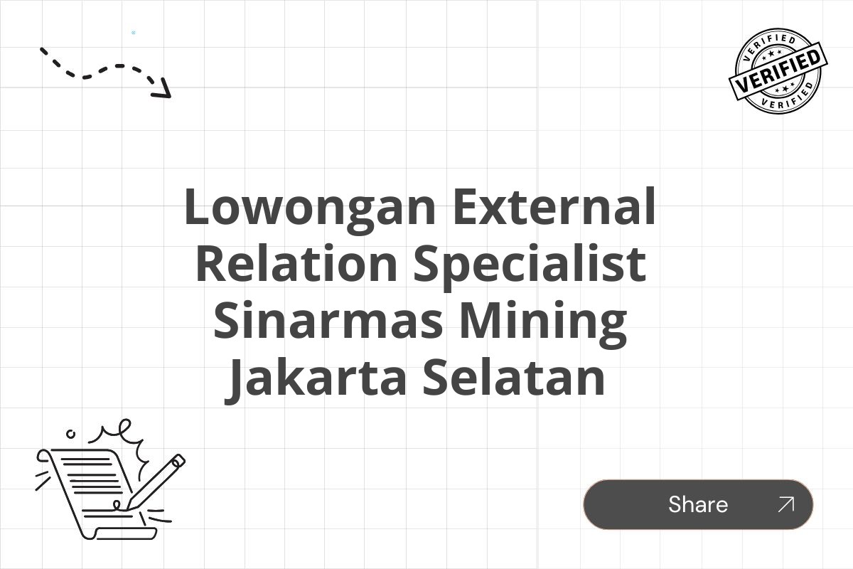 Lowongan External Relation Specialist Sinarmas Mining Jakarta Selatan
