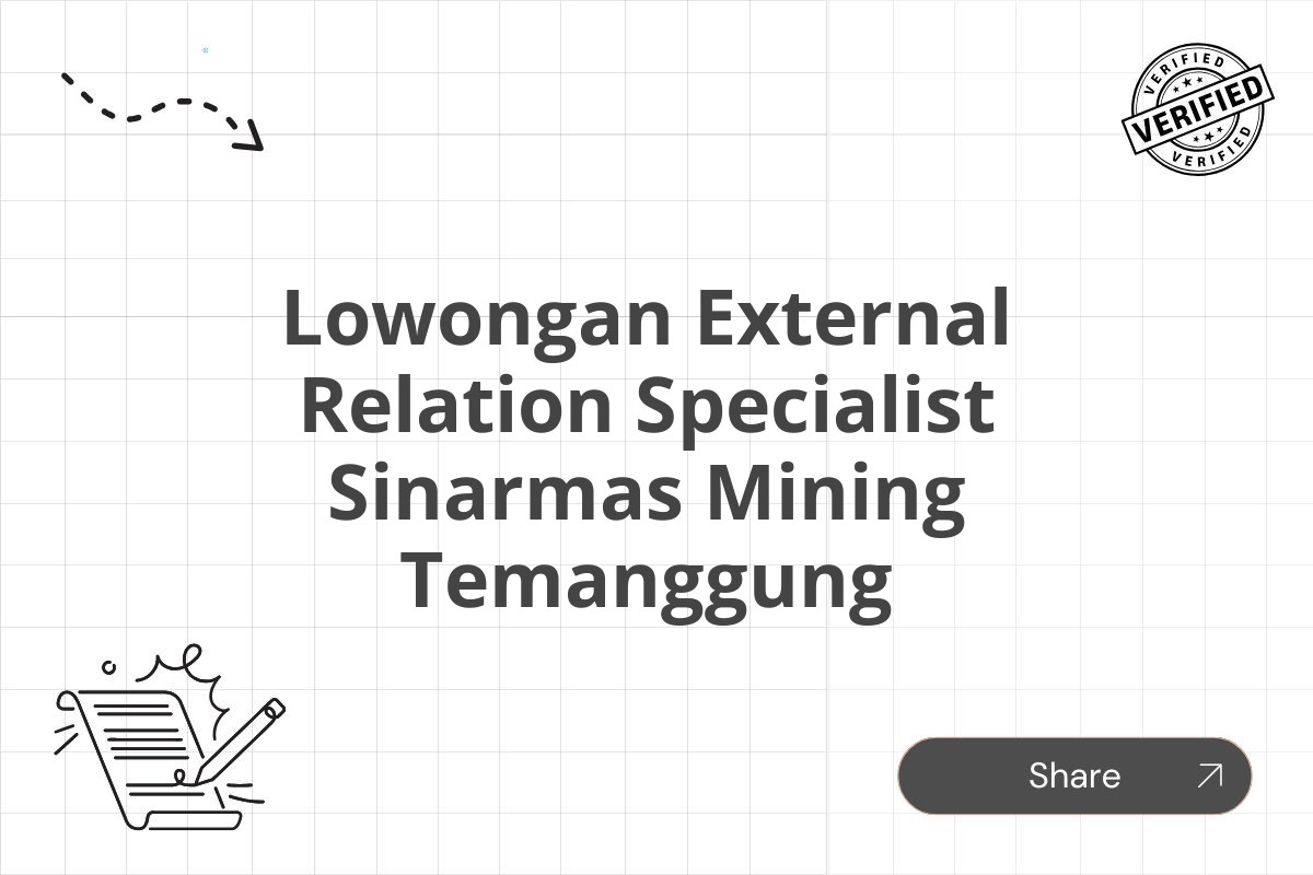 Lowongan External Relation Specialist Sinarmas Mining Temanggung