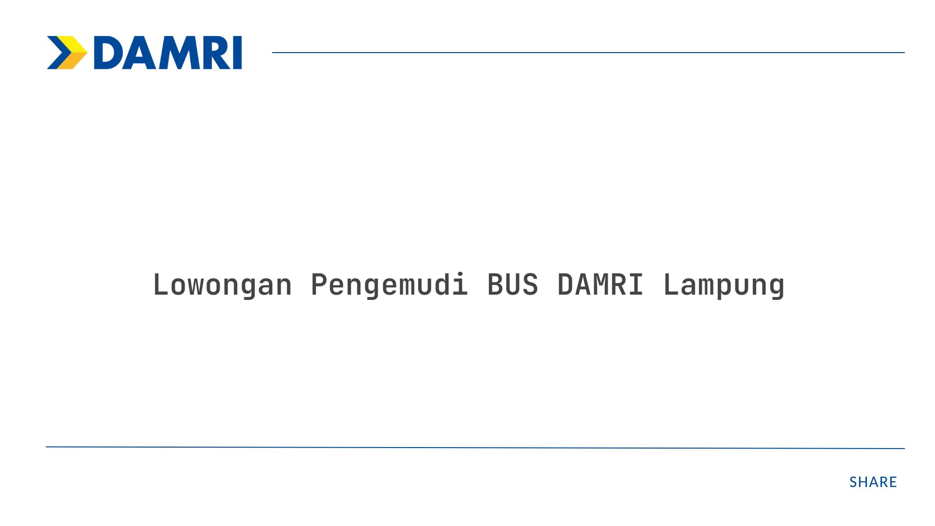 Lowongan Pengemudi BUS DAMRI Lampung Tahun 2025