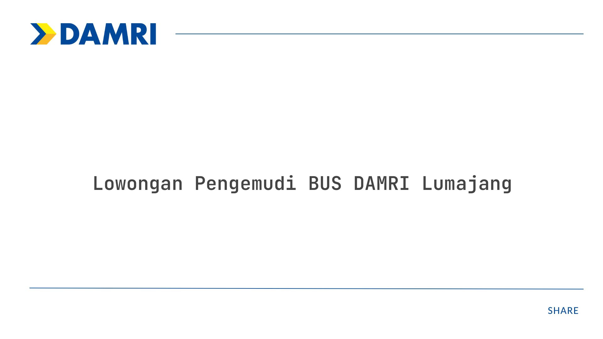 Lowongan Pengemudi BUS DAMRI Lumajang Tahun 2025 (Resmi)